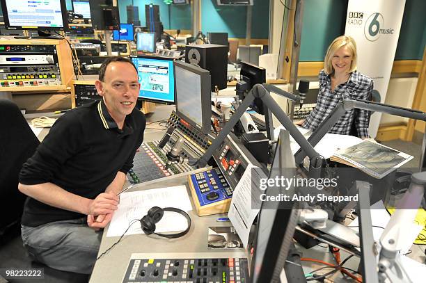 Presenters Steve Lamacq and Jo Whiley host a special edition of The Evening Session at the BBC 6 Music Studios on April 2, 2010 in London, England.