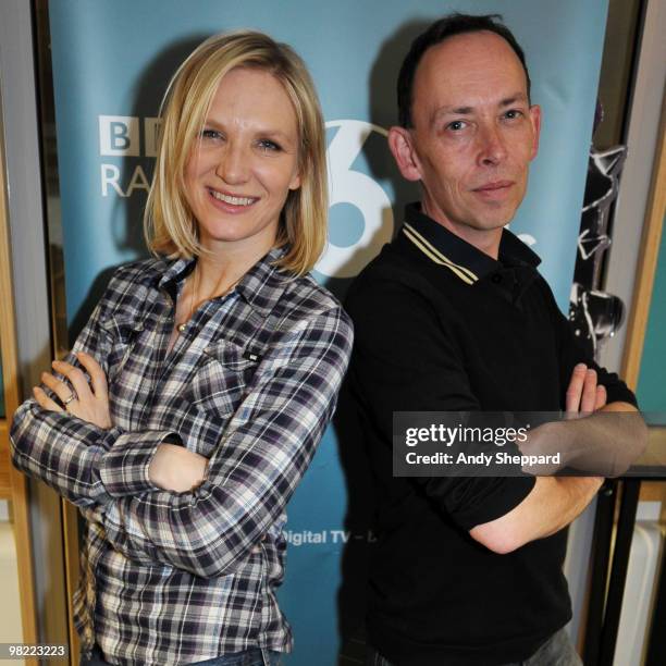 Presenters Jo Whiley and Steve Lamacq host a special edition of The Evening Session at the BBC 6 Music Studios on April 2, 2010 in London, England.