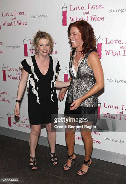 Actress Melissa Joan Hart and Elisa Donovan attend the "Love, Loss, and What I Wore" new cast member celebration at Pio Pio 8 on April 1, 2010 in New...