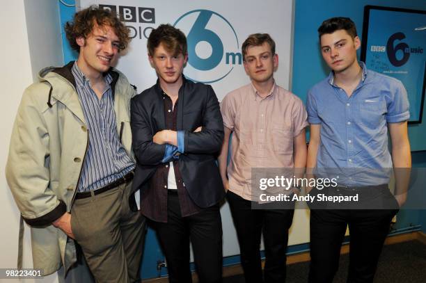 Russel Bates, George Waite, Daniel Hopewell and Alex Saunders of The Crookes perform for a special edition of The Evening Session at the BBC 6 Music...