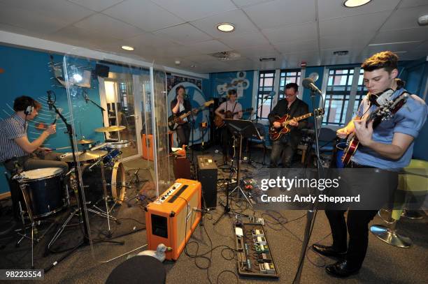 Russel Bates, George Waite, Alex Saunders and Daniel Hopewell of The Crookes perform with Richard Hawley for a special edition of The Evening Session...