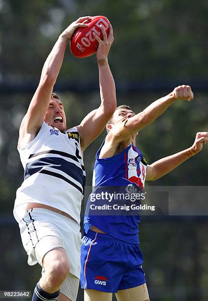 Darcy Barden of the Knights takes a mark during the round two TAC Cup match between Greater Western Sydney and the Northern Knights at Blacktown...