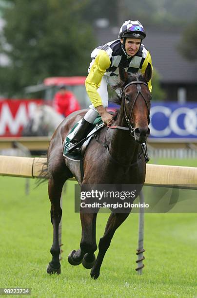 Jockey Michael Rodd riding Faint Perfume races to victory in the group 1, race 3, Vinery Stud Stakes during 2010 Golden Slipper Day at Rosehill...