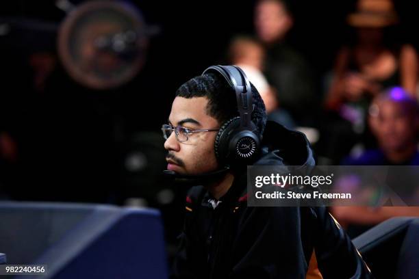 HyPeR iS Pro of Heat Check Gaming plays against the Cavs Legion Gaming Club on June 23, 2018 at the NBA 2K League Studio Powered by Intel in Long...