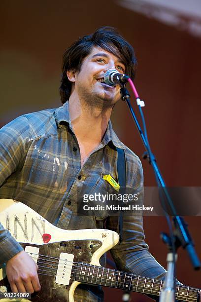 Matt Vasquez of Delta Spirit performs during day 1 of the 2010 NCAA Big Dance Concert Series at White River State Park on April 2, 2010 in...