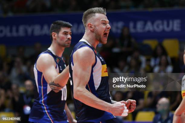 Ivan Zaytsev during the FIVB Volleyball Nations League 2018 between Italy and France at Palasport Panini on June 23, 2018 in Modena, Italy.