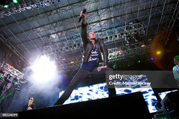 Scott Weiland of Stone Temple Pilots performs during day 1 of the 2010 NCAA Big Dance Concert Series at White River State Park on April 2, 2010 in...