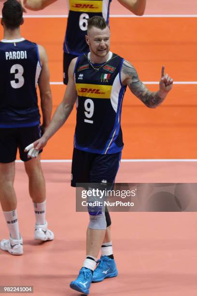 Ivan Zaytsev during the FIVB Volleyball Nations League 2018 between Italy and France at Palasport Panini on June 23, 2018 in Modena, Italy.