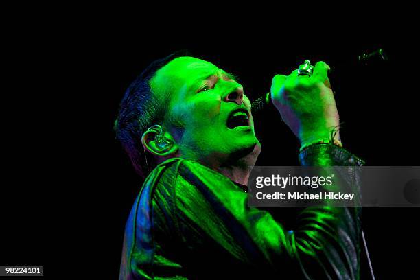 Scott Weiland of Stone Temple Pilots performs during day 1 of the 2010 NCAA Big Dance Concert Series at White River State Park on April 2, 2010 in...