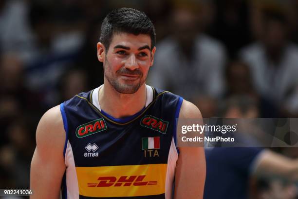 Filippo Lanza during the FIVB Volleyball Nations League 2018 between Italy and France at Palasport Panini on June 23, 2018 in Modena, Italy.