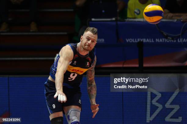Ivan Zaytsev during the FIVB Volleyball Nations League 2018 between Italy and France at Palasport Panini on June 23, 2018 in Modena, Italy.