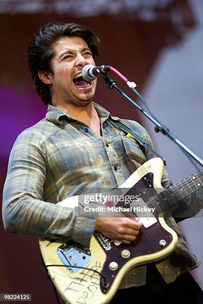 Matt Vasquez of Delta Spirit performs during day 1 of the 2010 NCAA Big Dance Concert Series at White River State Park on April 2, 2010 in...