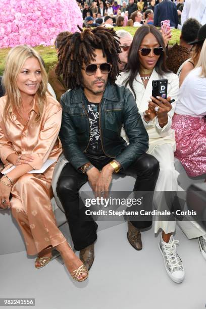 Kate Moss, Lenny Kravitz and Naomi Campbell attend the Dior Homme Menswear Spring/Summer 2019 show as part of Paris Fashion Week Week on June 23,...