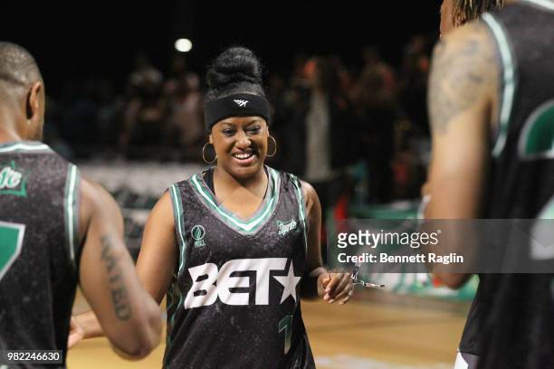 Rapsody at the Celebrity Basketball Game Sponsored By Sprite during the 2018 BET Experience at Los Angeles Convention Center on June 23, 2018 in Los...