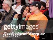 Angela Simmons and Robert Kardashian attend a game between the Utah Jazz and the Los Angeles Lakers at Staples Center on April 2, 2010 in Los...