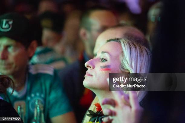 Fans during it was still 1-1. German fans watched the match Germany Sweden 2-1, which Germany won in the last minute, of the FIFA World Cup in...