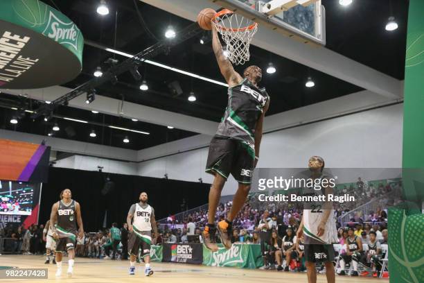 Chris Staples plays basketball at the Celebrity Basketball Game Sponsored By Sprite during the 2018 BET Experience at Los Angeles Convention Center...