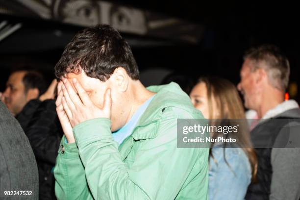 Fans during it was still 1-1. German fans watched the match Germany Sweden 2-1, which Germany won in the last minute, of the FIFA World Cup in...