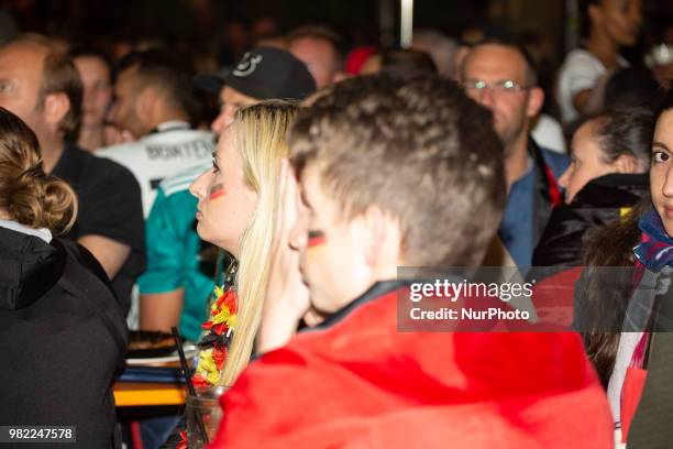 Fans during it was still 1-1. German fans watched the match Germany Sweden 2-1, which Germany won in the last minute, of the FIFA World Cup in...