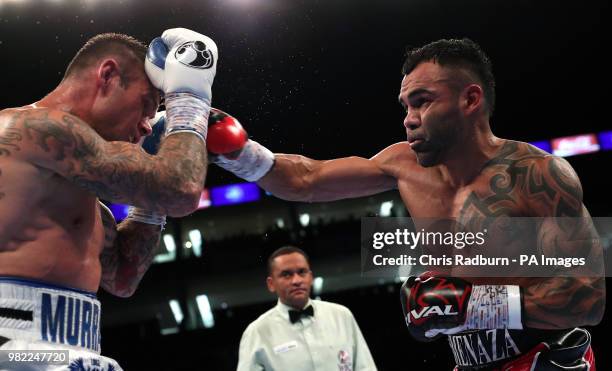 Martin Murray and Roberto Garcia during the WBC Silver Middleweight Championship at The O2, London.