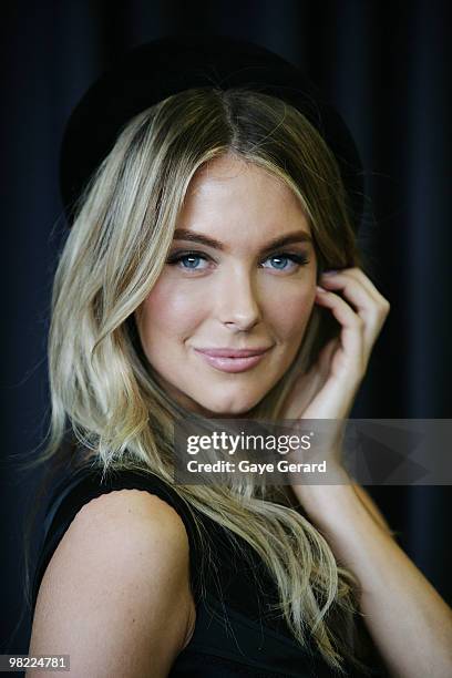 Model Jennifer Hawkins attends Golden Slipper Day at the Rosehill Gardens on April 3, 2010 in Sydney, Australia.