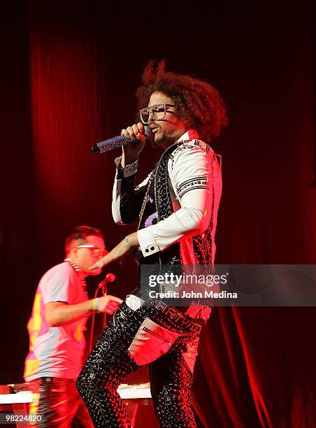 Red Foo of LMFAO performs at HP Pavilion on April 2, 2010 in San Jose, California.