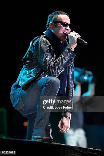 Scott Weiland of Stone Temple Pilots performs during day 1 of the free NCAA 2010 Big Dance Concert Series at White River State Park on April 2, 2010...