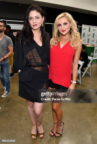 Jodi Lyn O'Keefe and Katherine Bailess pose at the Celebrity Basketball Game Sponsored By Sprite during the 2018 BET Experience at Los Angeles...