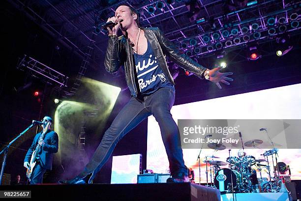 Stone Temple Pilots perform during day 1 of the free NCAA 2010 Big Dance Concert Series at White River State Park on April 2, 2010 in Indianapolis,...