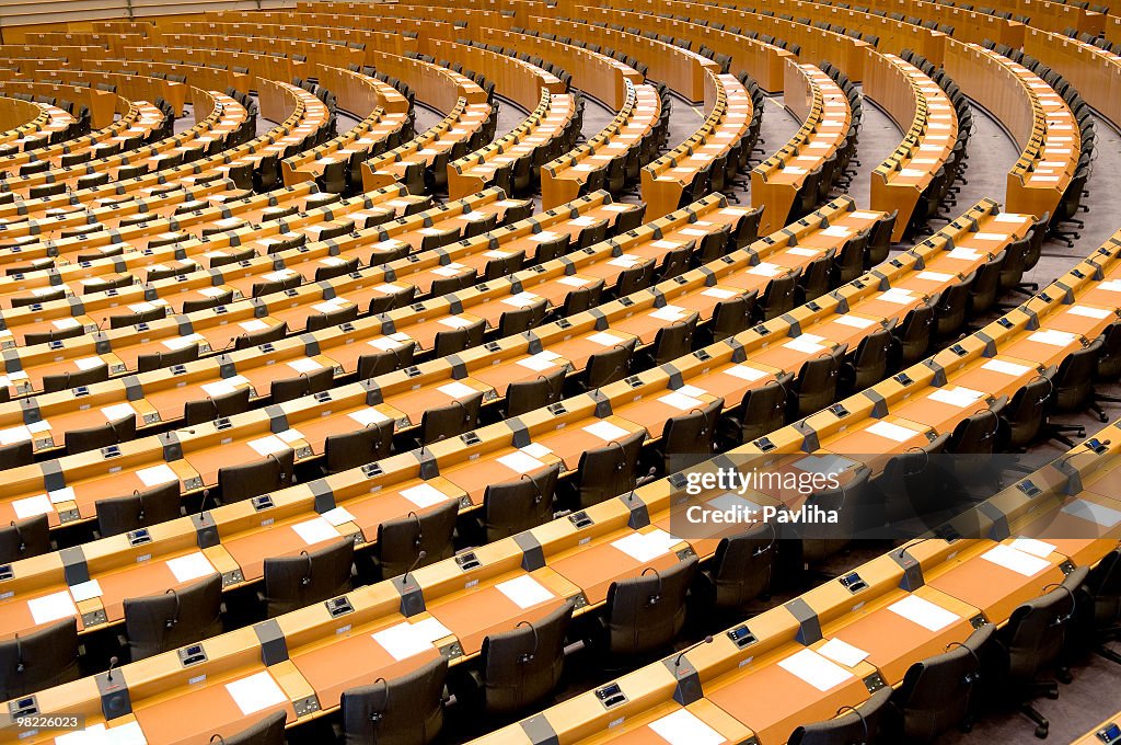 Empty Assembly Room Seat of European Parliament Brussels