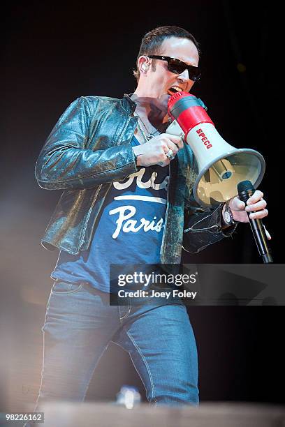 Scott Weiland of Stone Temple Pilots performs during day 1 of the free NCAA 2010 Big Dance Concert Series at White River State Park on April 2, 2010...