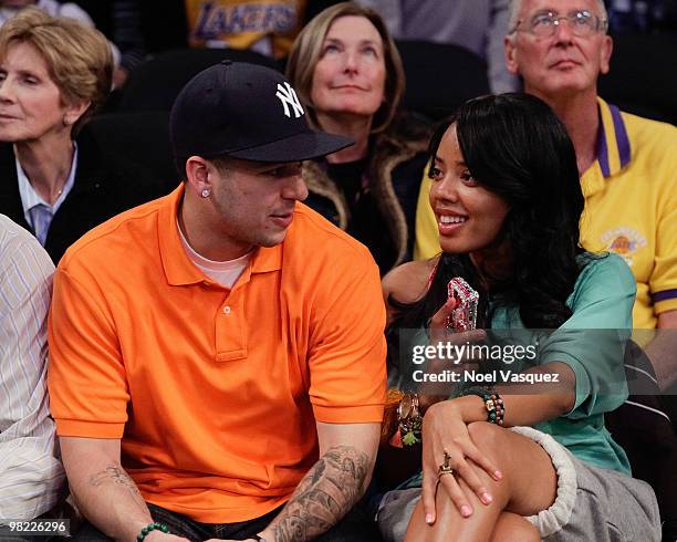 Angela Simmons and Robert Kardashian attend a game between the Utah Jazz and the Los Angeles Lakers at Staples Center on April 2, 2010 in Los...