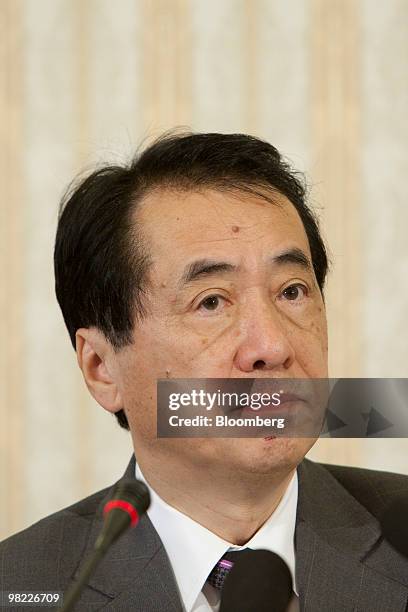 Naoto Kan, Japan's finance minister, listens to a question during a news conference in Beijing, China, on Saturday, April 3, 2010. China's Premier...