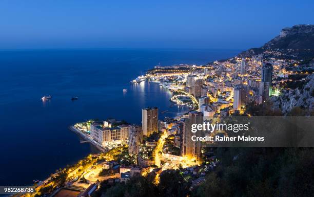 the marina at night in monte carlo, monaco - monte carlo night stock pictures, royalty-free photos & images