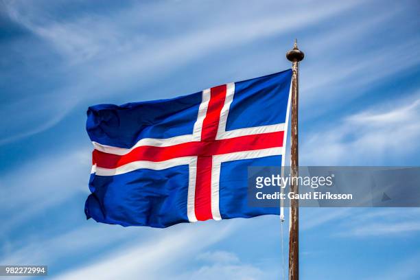 the icelandic flag - icelandic flag stock pictures, royalty-free photos & images