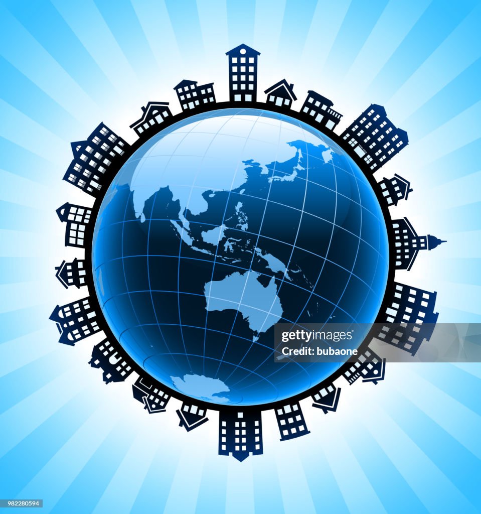 Australia on Rural Cityscape Skyline Background