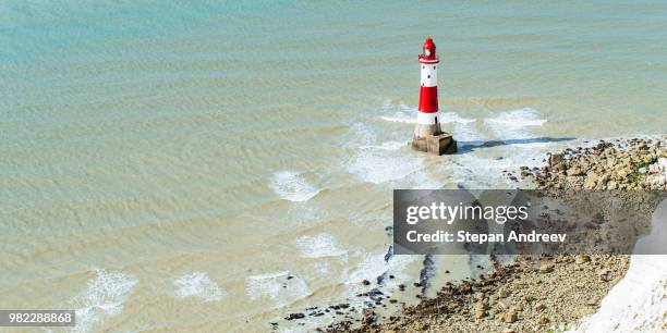 a lighthouse in the english channel, england, uk - andreev stock pictures, royalty-free photos & images