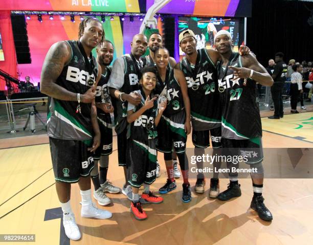 Lecrae, Tank , Big Boy,Miles Brown, Christian Keyes, Brittney Elena, Chris Staples, and Larry 'Bone Collector' Williams pose at the Celebrity...