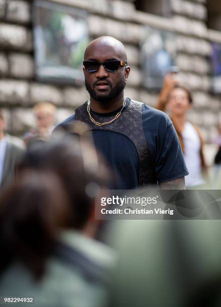 Virgil Abloh is seen outside Dior Homme on day five of Paris Fashion Week Menswear SS19 on June 23, 2018 in Paris, France.