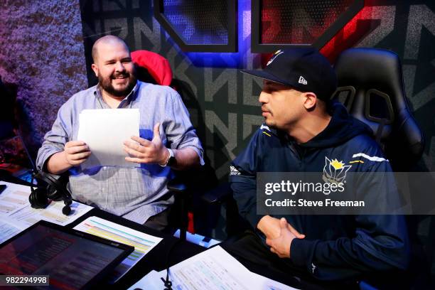 FrostytheTruth of Pacers Gaming speaks with the media during the match against Pistons Gaming Team on June 23, 2018 at the NBA 2K League Studio...