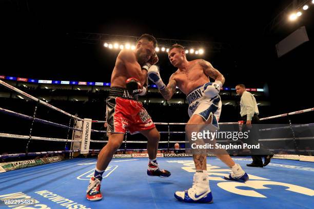 Martin Murray in action against Roberto Garcia during their WBC Silver Middleweight Championship contest fight at The O2 Arena on June 23, 2018 in...