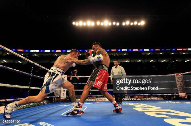 Martin Murray in action against Roberto Garcia during their WBC Silver Middleweight Championship contest fight at The O2 Arena on June 23, 2018 in...