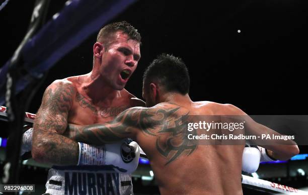 Roberto Garcia and Martin Murray during the The WBC Silver Middleweight Championship at The O2, London.