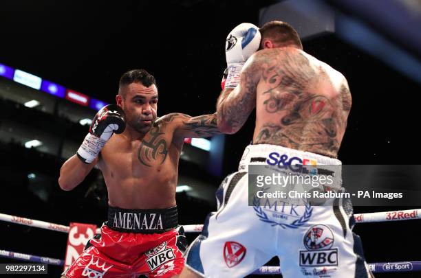 Roberto Garcia and Martin Murray during the The WBC Silver Middleweight Championship at The O2, London.