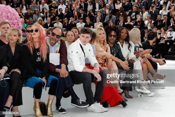 Christina Ricci, guest, Luca Guadagnino, Brooklyn Beckham; his mother Victoria Beckham, Kate Moss; Lenny Kravitz and Naomi Campbell attend the Dior...