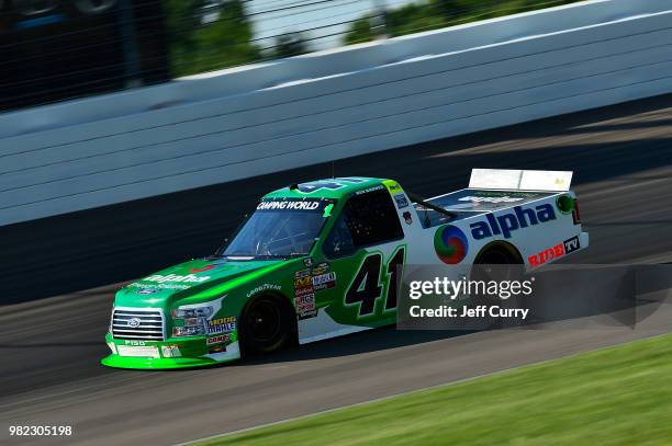 Ben Rhodes, driver of the Alpha Energy Solutions Ford,during qualifying for the NASCAR Camping World Truck Series Villa Lighting delivers the Eaton...