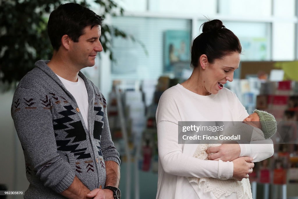 Prime Minister Jacinda Ardern Speaks To The Media After Birth Of Baby Girl