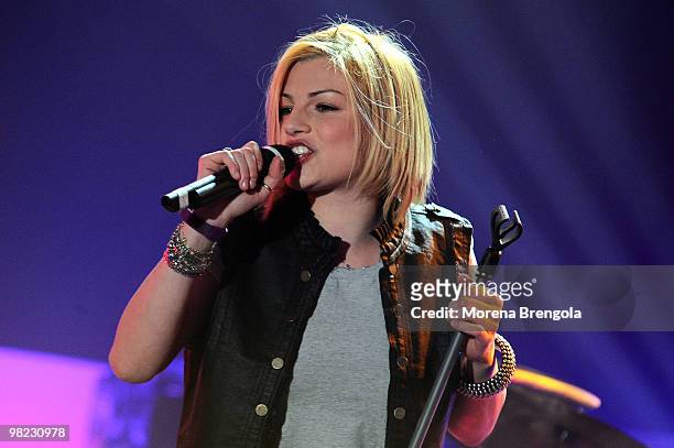 Emma Marrone performs on the "Top of the Pops" television show on April 3, 2010 in Milan, Italy.