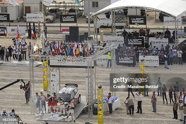 Mikka Anttila of Finland and Jari Matti Latvala of Finland, Daniel Elena of Monaco and Sebastien Loeb of France ; Petter Solberg of Norway and Phil...