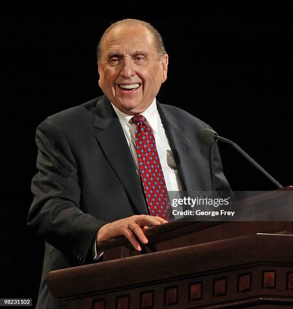 President of the Church of Jesus Christ of Latter-Day Saints Thomas Monson gives the opening talk at the 180th Annual General Conference of the...